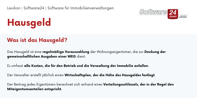 Hausgeld - Lexikon - Software24 